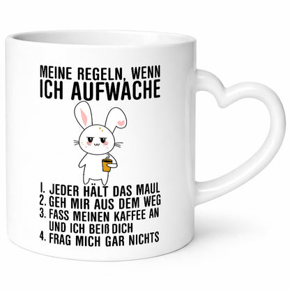 Regeln wenn ich aufwache | Morgenmuffel Hase Kaffee Geschenk Humor Geschenkidee