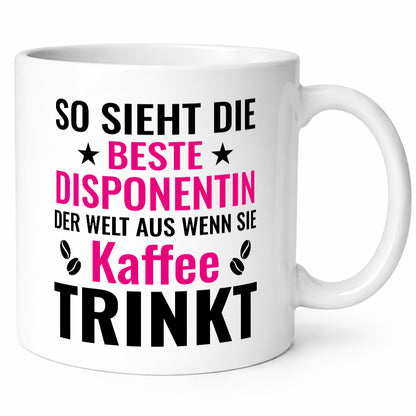 Kaffee trinkt: Disponentin | Zuteilerin Humor Geschenkidee Tasse