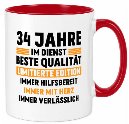 34 Jahre im Dienst | Jubiläum Arbeit v2 Humor Kollegen Büro Geschenkidee Tasse