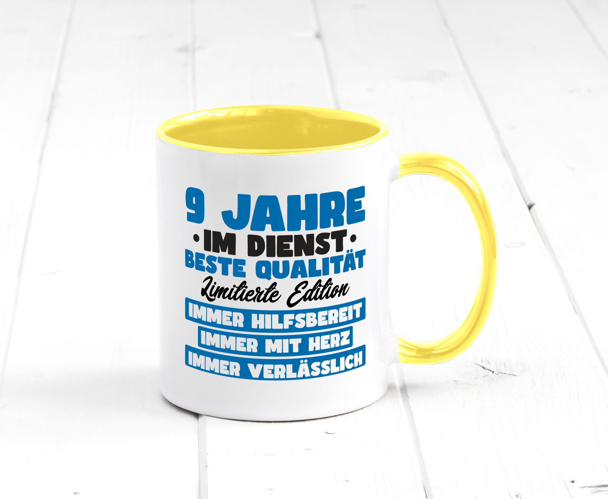 9 Jahre im Dienst | Jubiläum Arbeit v7 lustig Kollegen Büro Geschenk Tasse