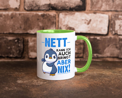 Nett kann ich auch | lustige Spruchtasse Pinguin Geschenk Humor Geschenkidee