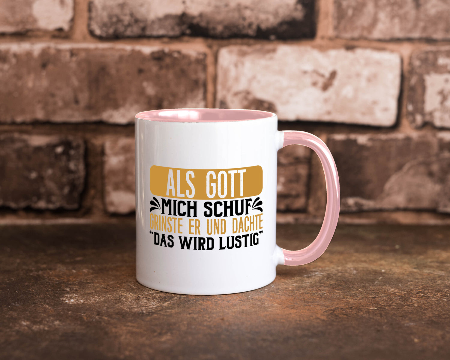 Als Gott mich Schuf Grinste er lustiger Spruch Geschenk Humor Geschenkidee Tasse