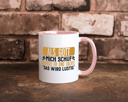 Als Gott mich Schuf Grinste er lustiger Spruch Geschenk Humor Geschenkidee Tasse