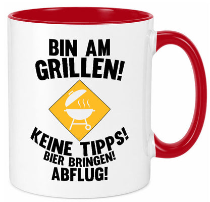 Bin am Grillen | Bier bringen und Abflug Grillmeister Geschenk Humor Tasse