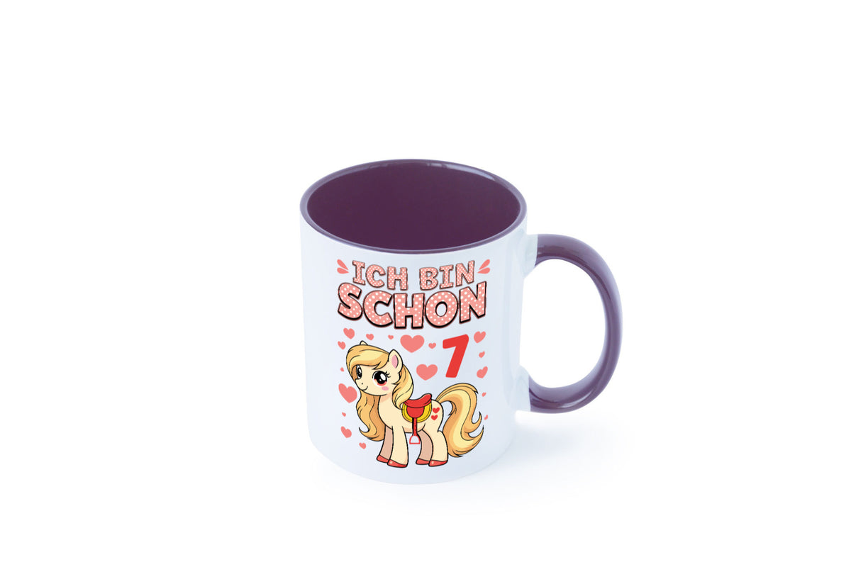 7. Geburtstag | 7 Jahre Mädchen Reiten Pony lustiger Spruch Geschenk Tasse