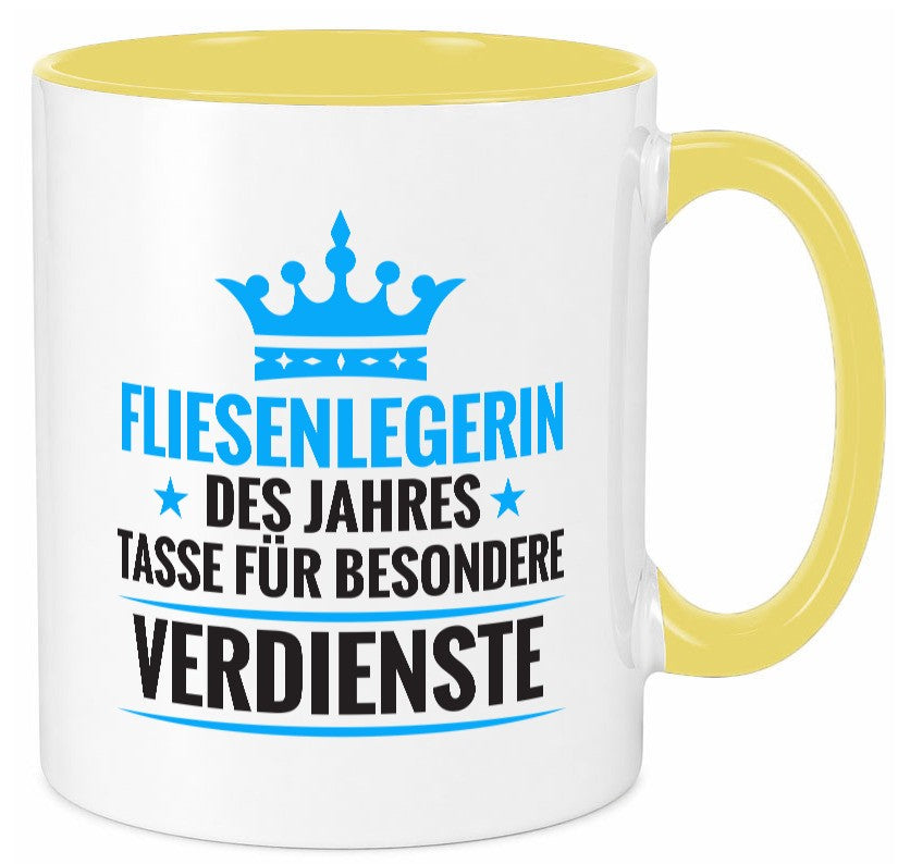 Besonderer Verdienst: Fliesenlegerin | Fliesenlegen Bau Geschenkidee Humor Tasse