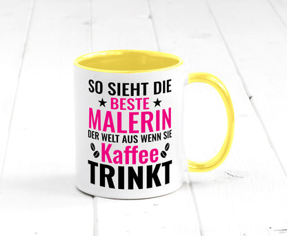 Kaffee trinkt: Malerin | Malerinnen lustiger Spruch Geschenk Humor Geschenkidee Tasse