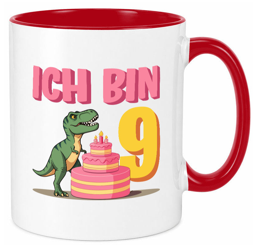 9 Geburtstag | Jahre Dinosaurier mit Kuchen Geschenk Geschenkidee lustiger Tasse