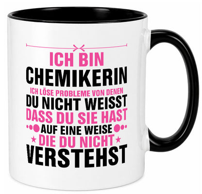 Löse Probleme: Chemikerin | Chemie Labor lustiger Spruch Geschenk Humor Tasse