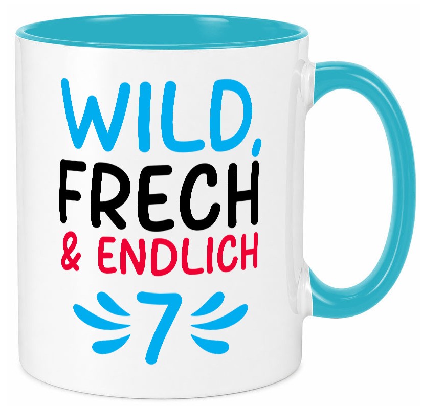 7. Geburtstag | 7 Jahre Wild &amp; Frech lustiger Spruch Geschenk Geschenkidee Tasse