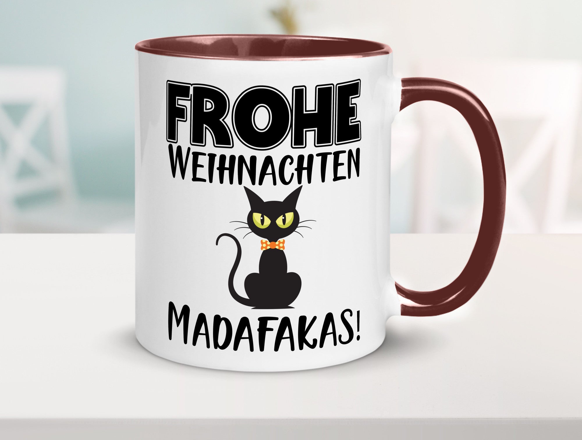 Frohe Weihnachten Madafakas! | Katze Tasse Vintage lustiger Spruch Geschenk