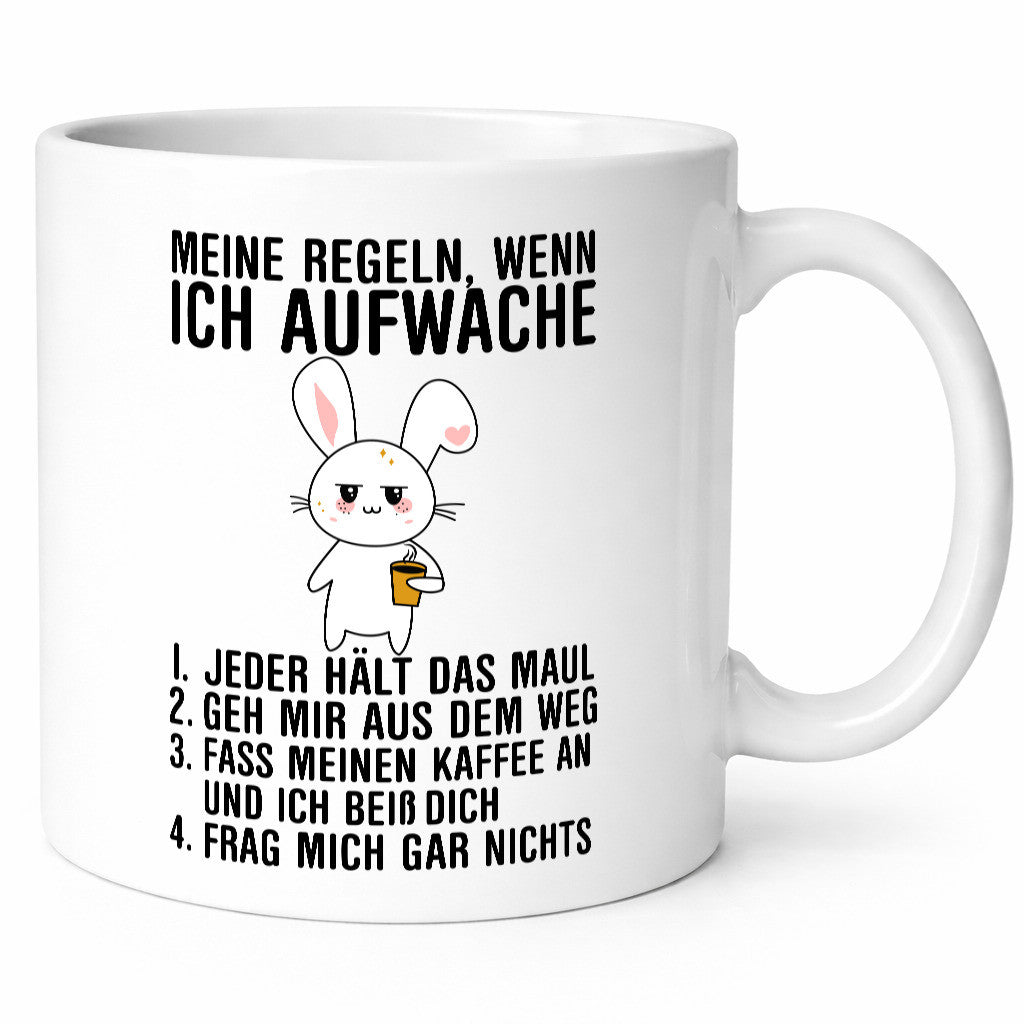 Regeln wenn ich aufwache | Morgenmuffel Hase Kaffee Geschenk Humor Geschenkidee