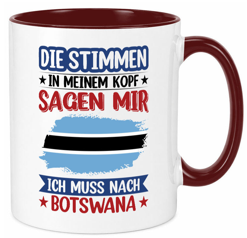 Botswana | Urlaub Stimmen in meinem Kopf Traumland Geschenkidee Humor Tasse