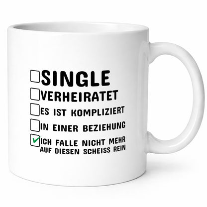 Überzeugter Single | Alleinstehender Tasse Singles Humor Geschenkidee