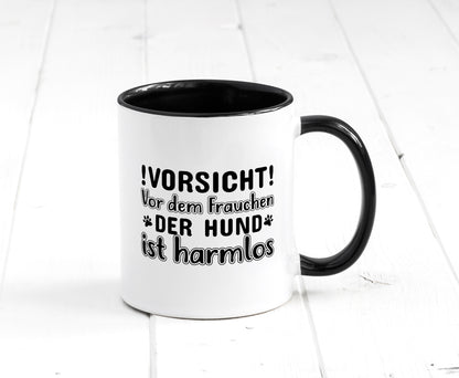 Vorsicht vor dem Frauchen | Hundebesitzerin Pfoten Geschenkidee Tierliebhaber Tasse