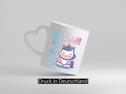 Baam!! Ich bin 5 | Einhorn Geschenkidee Humor Tasse