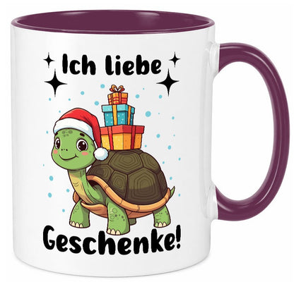 Ich liebe Geschenke | Weihnachtsschildkröte Geschenk Humor Geschenkidee Tasse