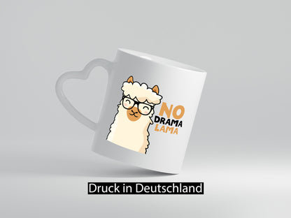 No Drama | Entspannt Lama mit Brille süßer Comic Humor Geschenkidee Tasse