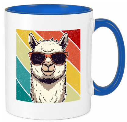 Lama | Retro Alpaka mit Sonnenbrille Geschenk Humor Geschenkidee lustiger Tasse