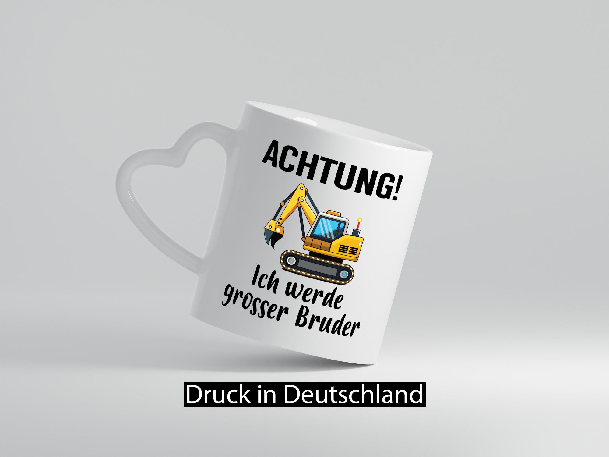 Achtung ich werde Großer Bruder | Bagger Geschwister Geschenkidee Humor Tasse