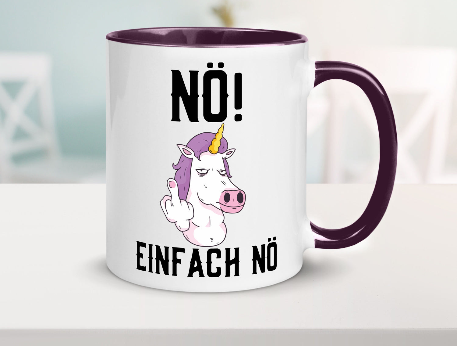 Einfach Nö | Keinen Bock Einhorn Mittelfinger Comic Geschenkidee Humor Tasse