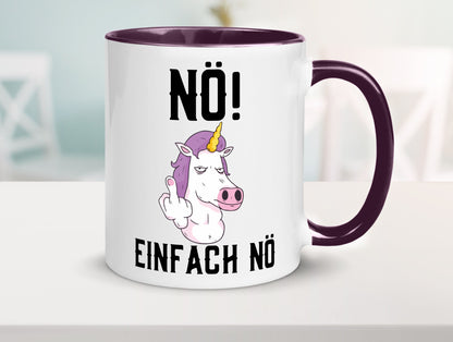 Einfach Nö | Keinen Bock Einhorn Mittelfinger Comic Geschenkidee Humor Tasse