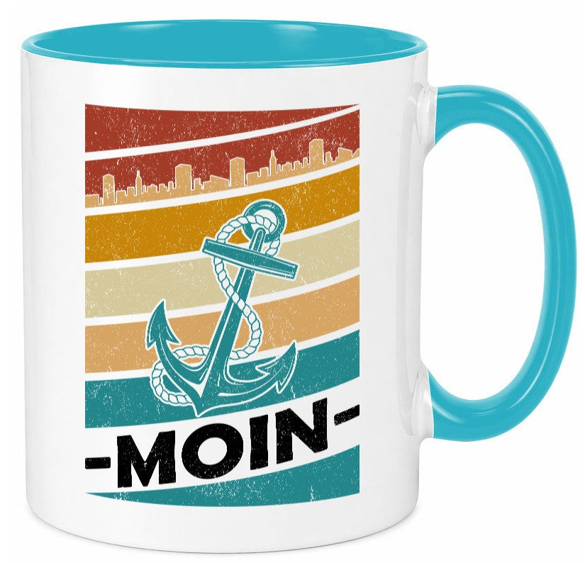 Moin | Kapitän Hafen Anker See Meer Segeln v2 Geschenk Humor Geschenkidee Tasse
