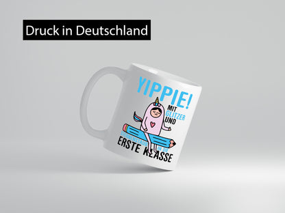 Mit Glitzer und Sternenstaub | Einschulung Einhorn lustiger Spruch Geschenk