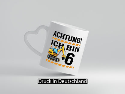 6 Geburtstag Ich bin | Bagger Junge Geschenk Geschenkidee lustiger Spruch Tasse