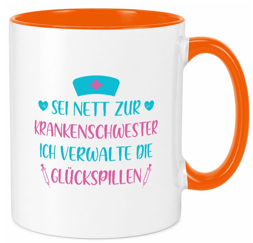 Krankenschwester verwaltet Glückspille | Herzschlag |Spritze lustig Humor Tasse