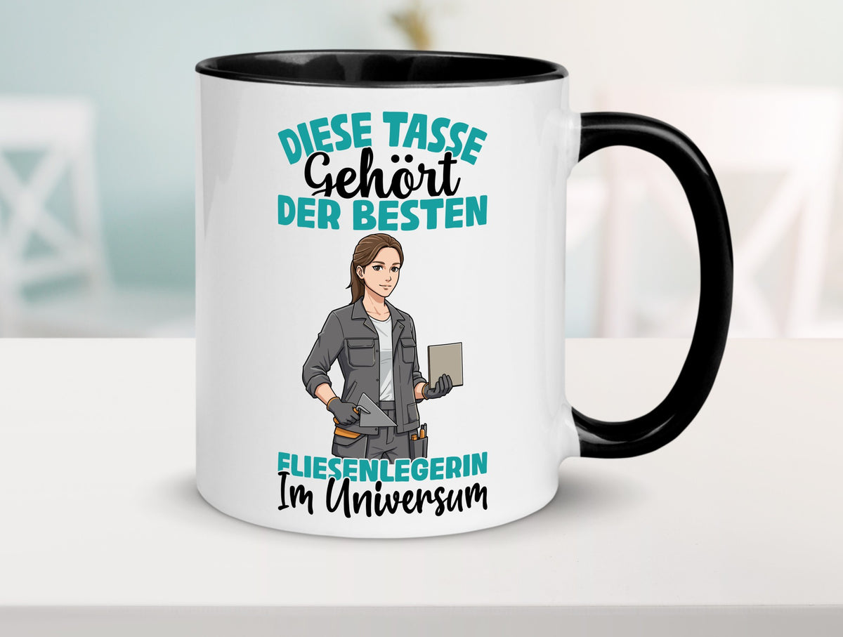Im Universum: Fliesenlegerin | Fliesenlegen Bau Geschenkidee Humor Tasse