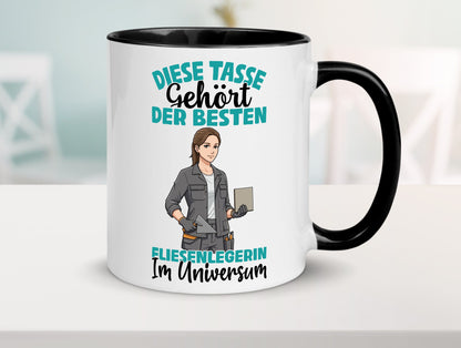 Im Universum: Fliesenlegerin | Fliesenlegen Bau Geschenkidee Humor Tasse