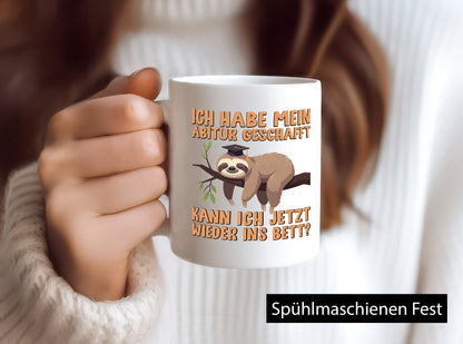 Abi Geschafft | Abschluss Faultier v2 Humor Tierliebhaber Geschenkidee Tasse