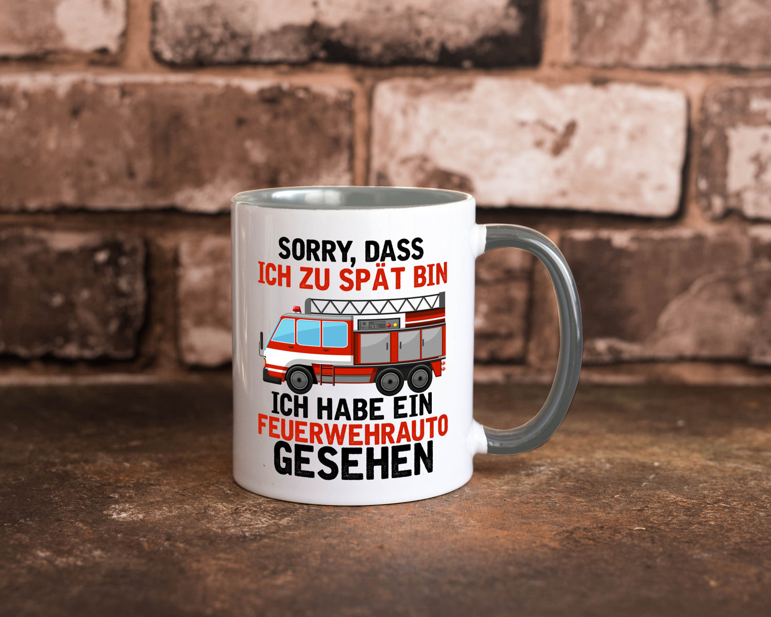Ich hab ein feuerwehrauto gesehen | lustig Humor Geschenkidee Geschenk Tasse