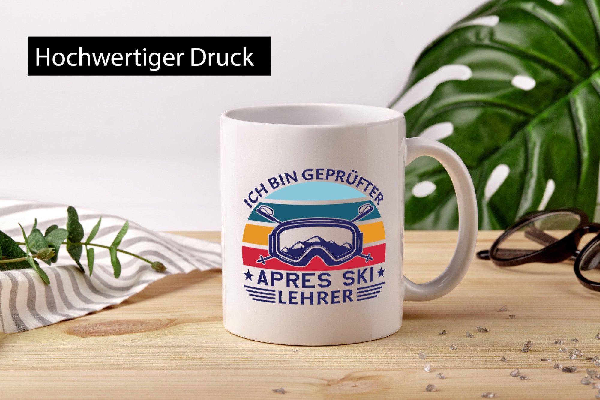Geprüfter Apres Ski Lehrer | Ski-Brille Berge Ski-Stöck lustig Humor