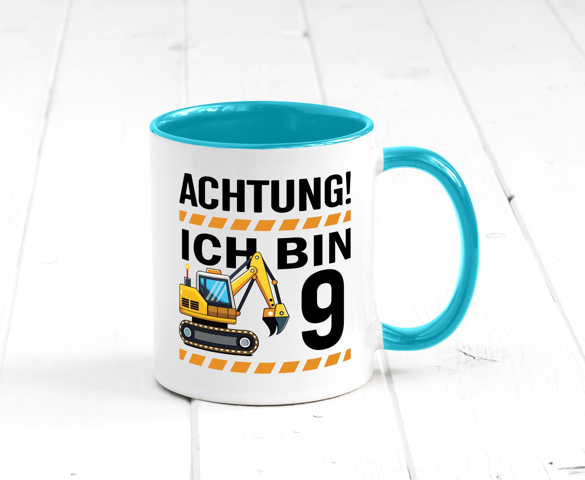 9 Geburtstag Ich bin | Bagger Junge lustiger Spruch Geschenk Geschenkidee Tasse