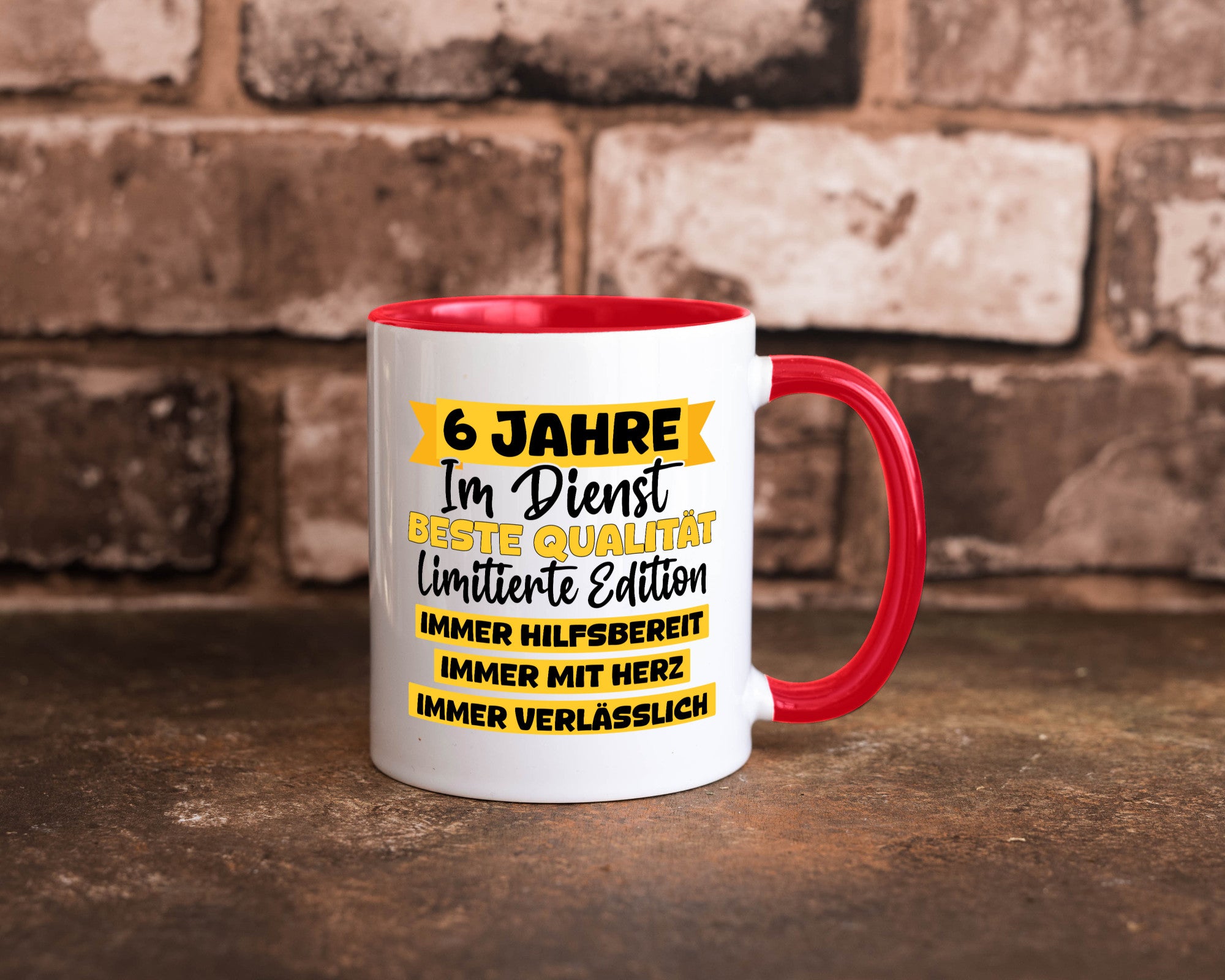 6 Jahre im Dienst | Jubiläum Arbeit v8 Geschenkidee Kollegen Büro Humor Tasse
