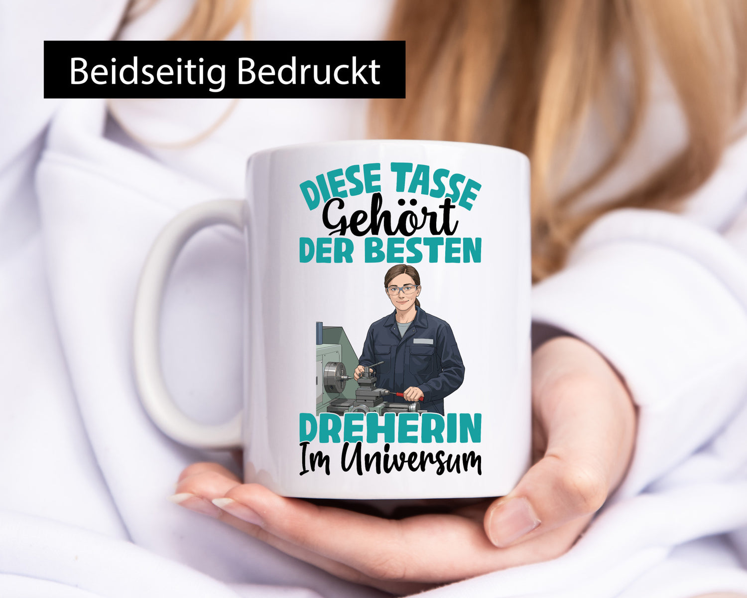 Im Universum: Dreherin | Fräser Dreher Humor Geschenkidee Tasse