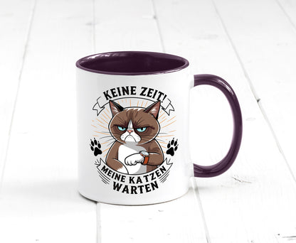 Keine Zeit meine Katzen Warten | Schwarze Katze Geschenkidee Tierliebhaber