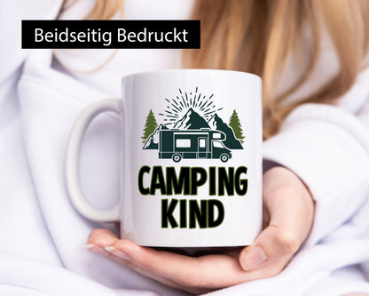 Camping kind | Wohnwagen Zelt lustiger Spruch Geschenk Humor Geschenkidee Tasse