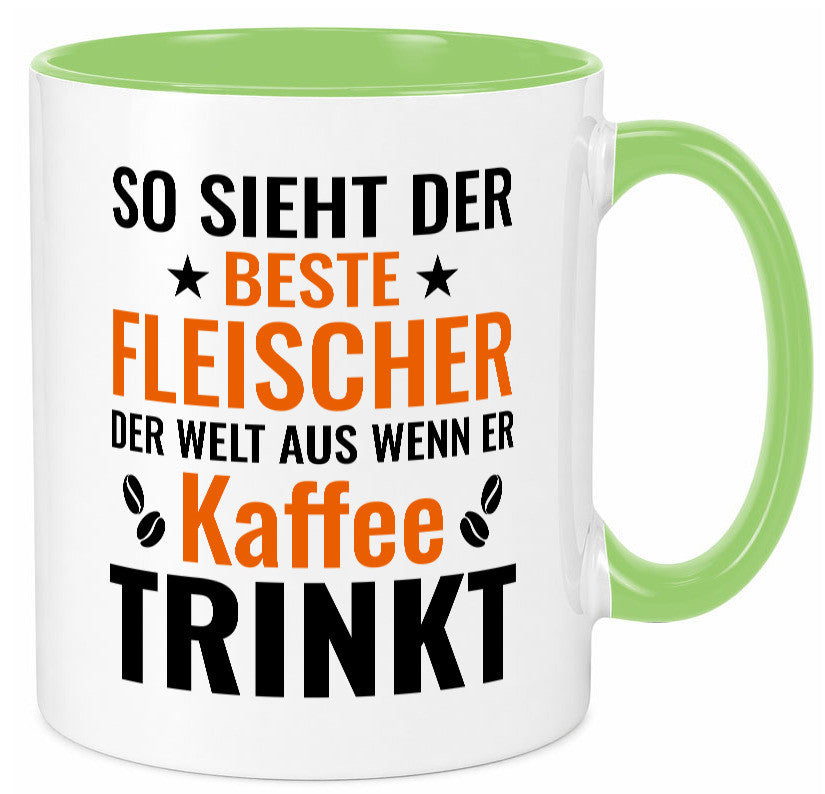 Kaffee trinkt: Fleischer | Schlachterei Humor Geschenkidee Tasse