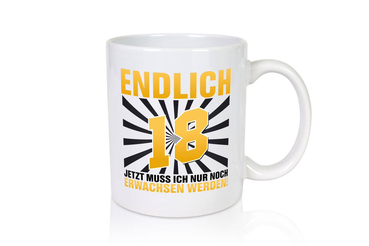 Endlich 18 Geschenkidee Humor Tasse