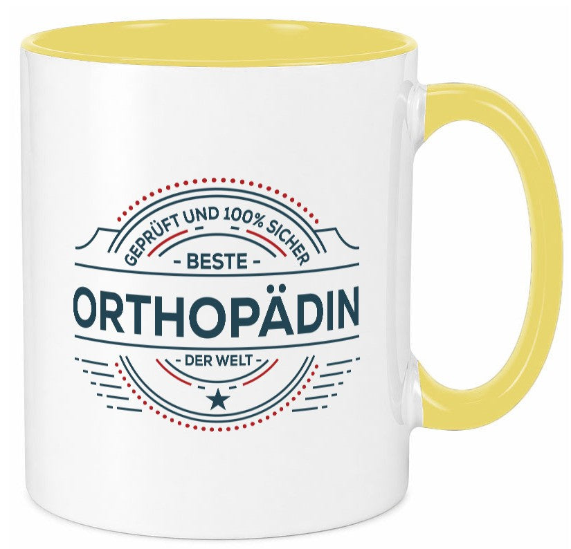 Geprüft und sicher: Orthopädin |Orthopädie Geschenk Humor Geschenkidee lustiger Tasse