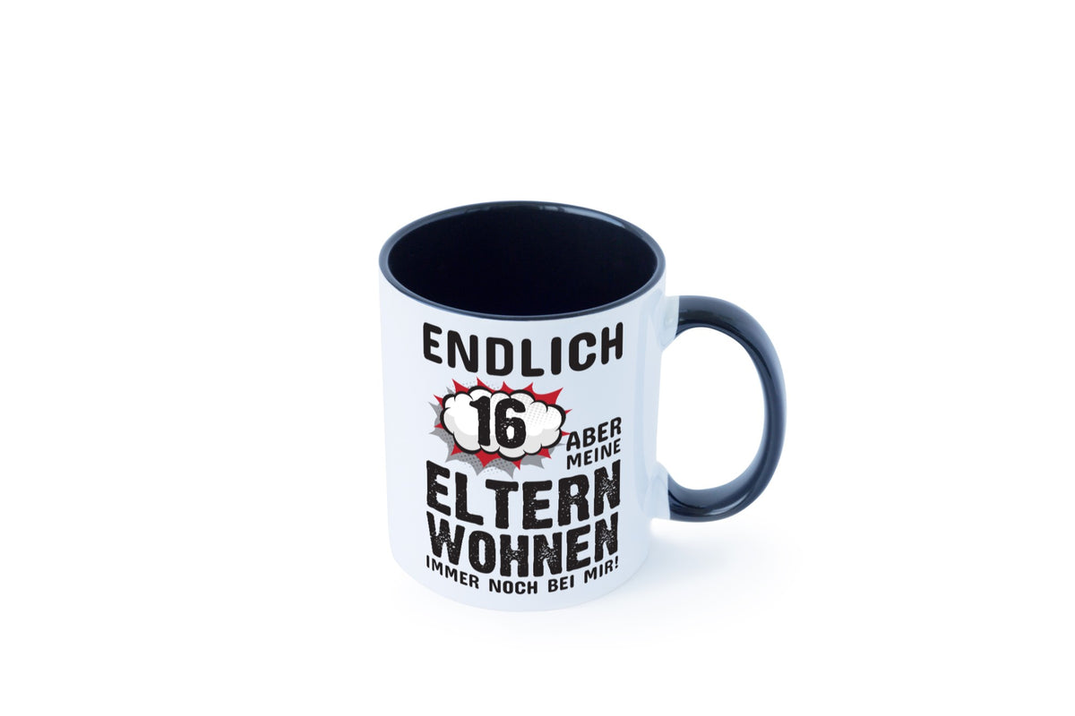 Endlich 16 | Geburtstag Tasse lustiges Statement lustiger Spruch Geschenk