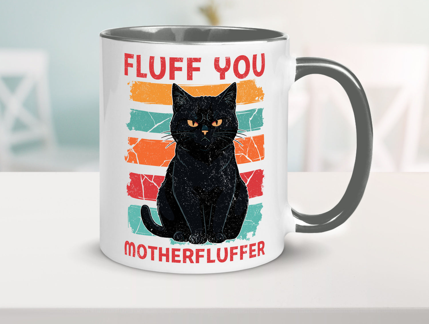 Fluff you Motherfluffer | Schwarze Katze Böse Humor Tierliebhaber Geschenkidee