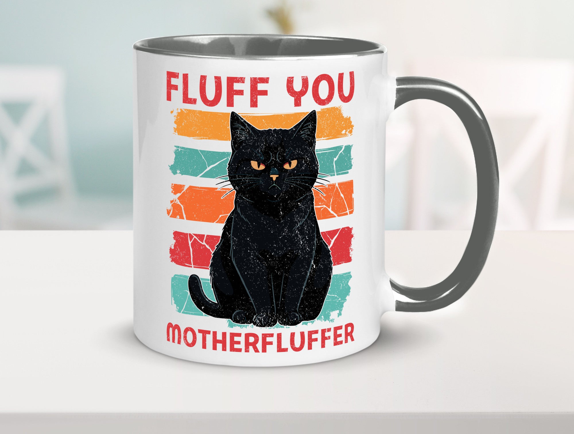 Fluff you Motherfluffer | Schwarze Katze Böse Humor Tierliebhaber Geschenkidee