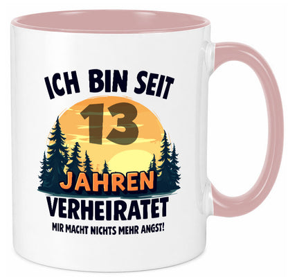 Ich bin Verheiratet | 13. Hochzeitstag Ehepaar v2 lustiger Spruch Geschenk Tasse