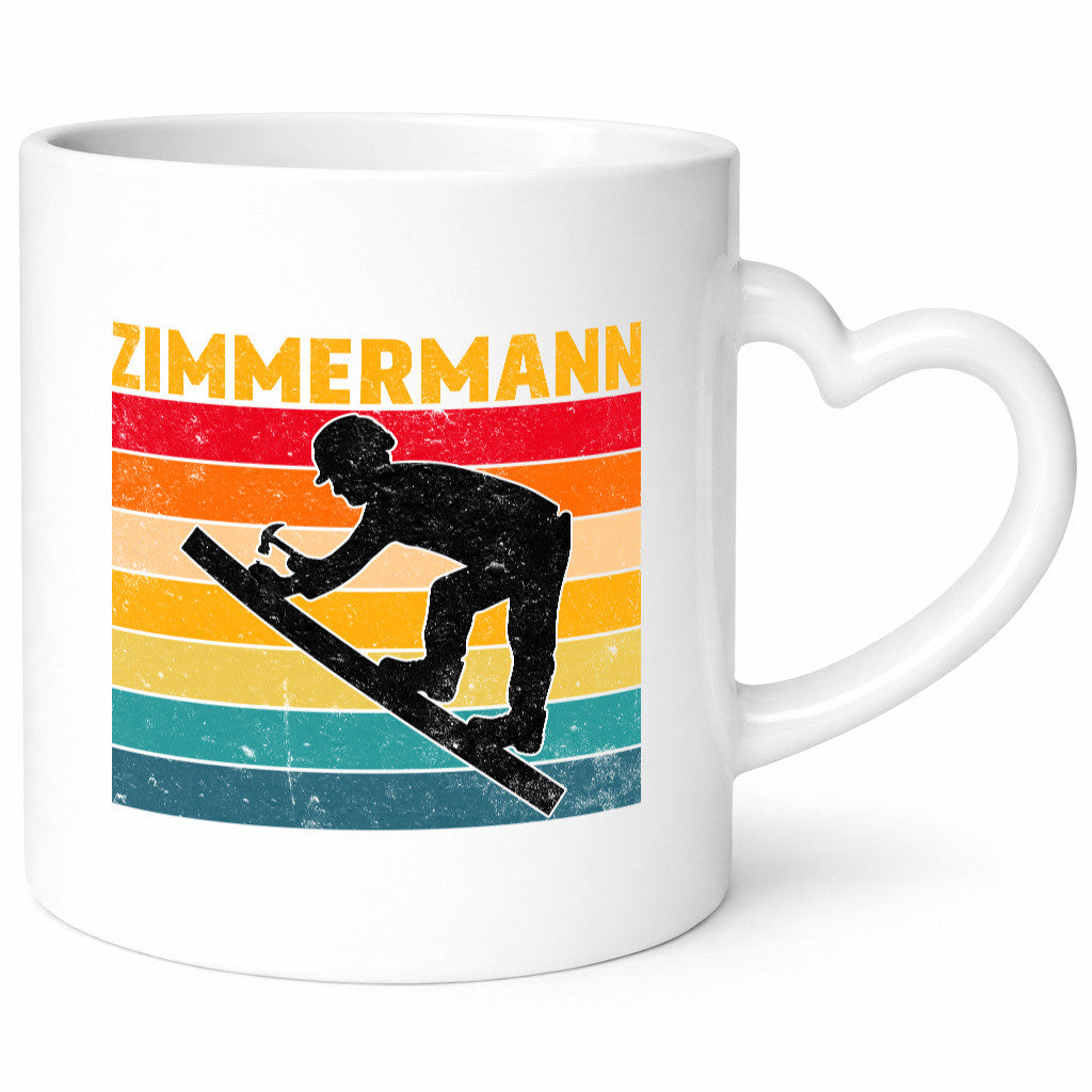 Zimmerman | Handwerker Dach Retro v2 lustig Humor Geschenkidee Geschenk Tasse