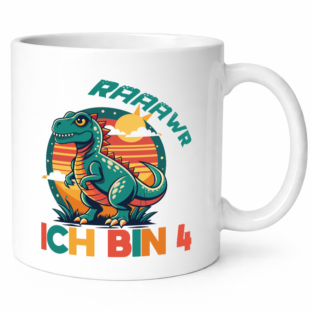 Rawwwww ich bin 4 | Jähriger 4. Geburtstag Dino Humor Geschenkidee Tasse