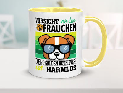 Vorsicht vor dem Frauchen Golden Retriever ist Harmlos lustiger Spruch Geschenk